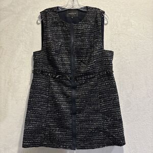 Lafayette 148 New York Sleeveless Tweed Jumper Dress Knee Length Zipper Large